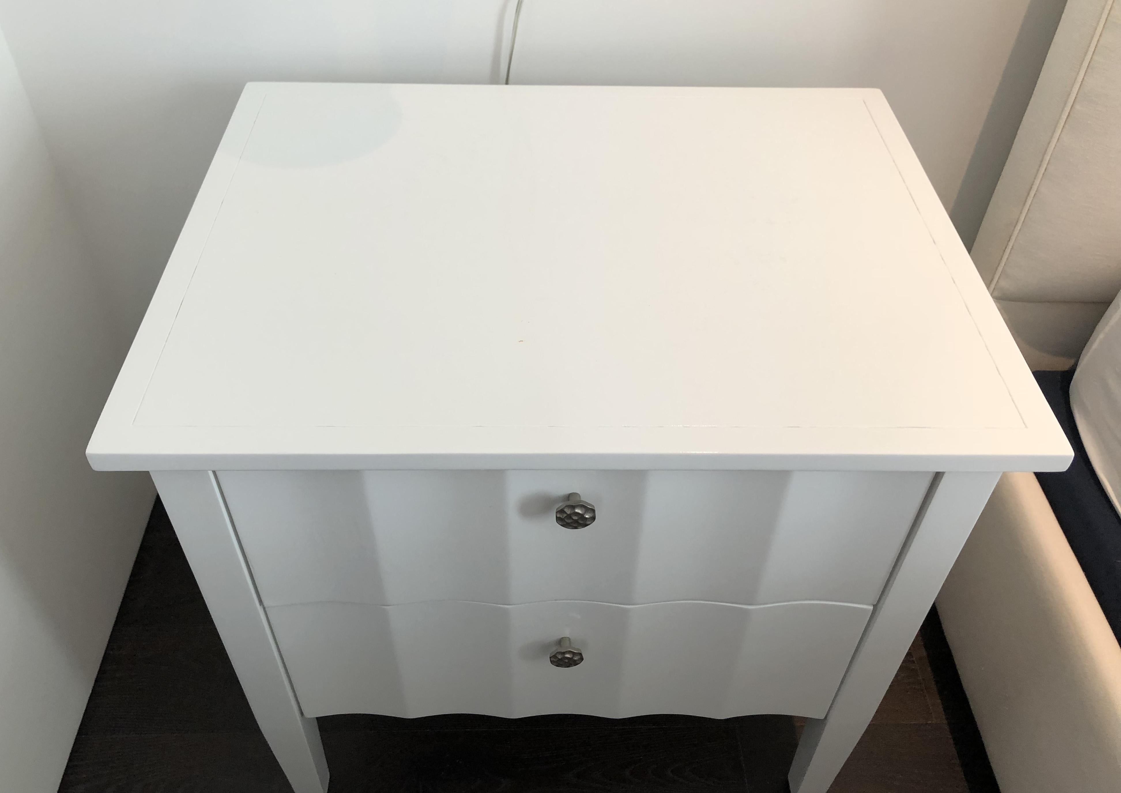 white nightstand with drawers