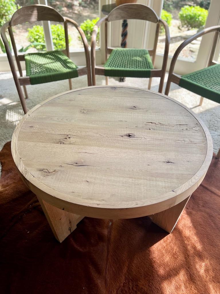 Hand-Carved Modern White Oak Handmade Center/Coffee Table by Fortunata Design For Sale