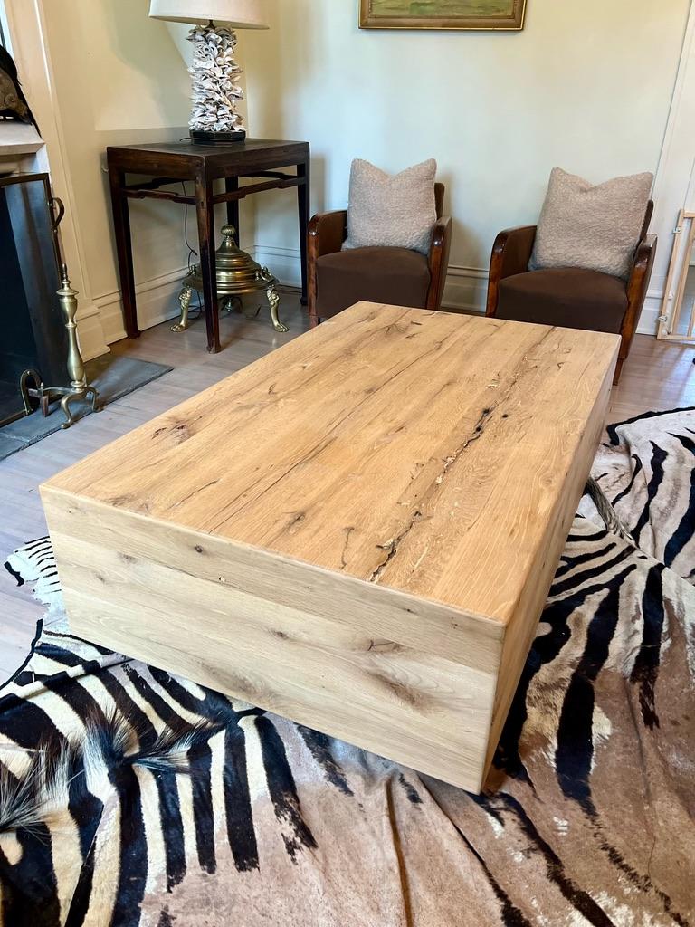Hand-Carved Modern White Oak Handmade Center Table by Fortunata Design For Sale