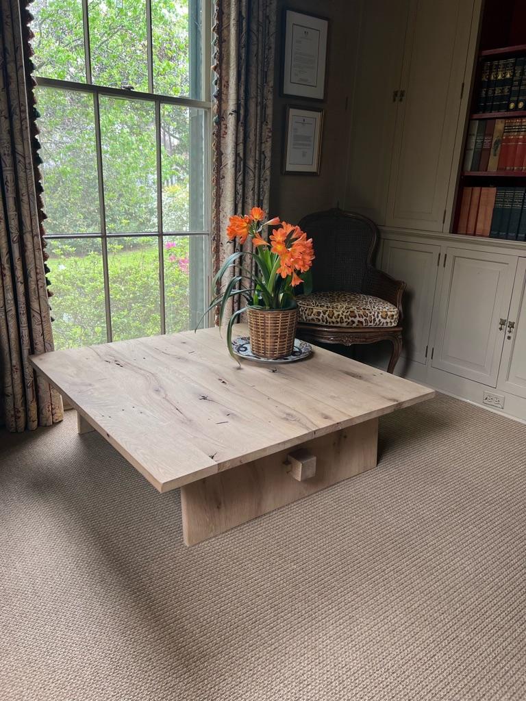 Modern White Oak Handmade Center Table by Fortunata Design In Excellent Condition For Sale In Montgomery, AL