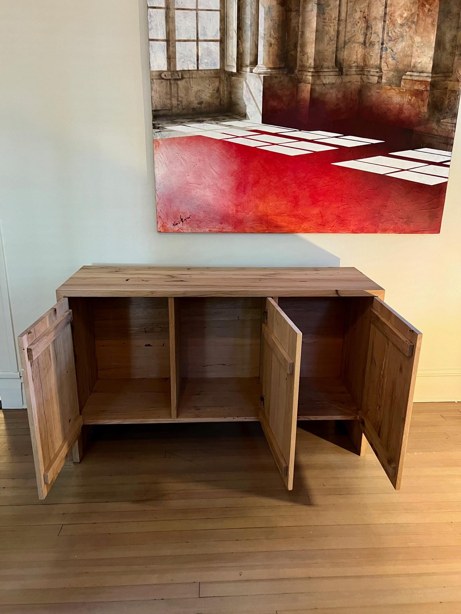Hand-Carved Modern White Oak Handmade Console Table by Fortunata Design For Sale