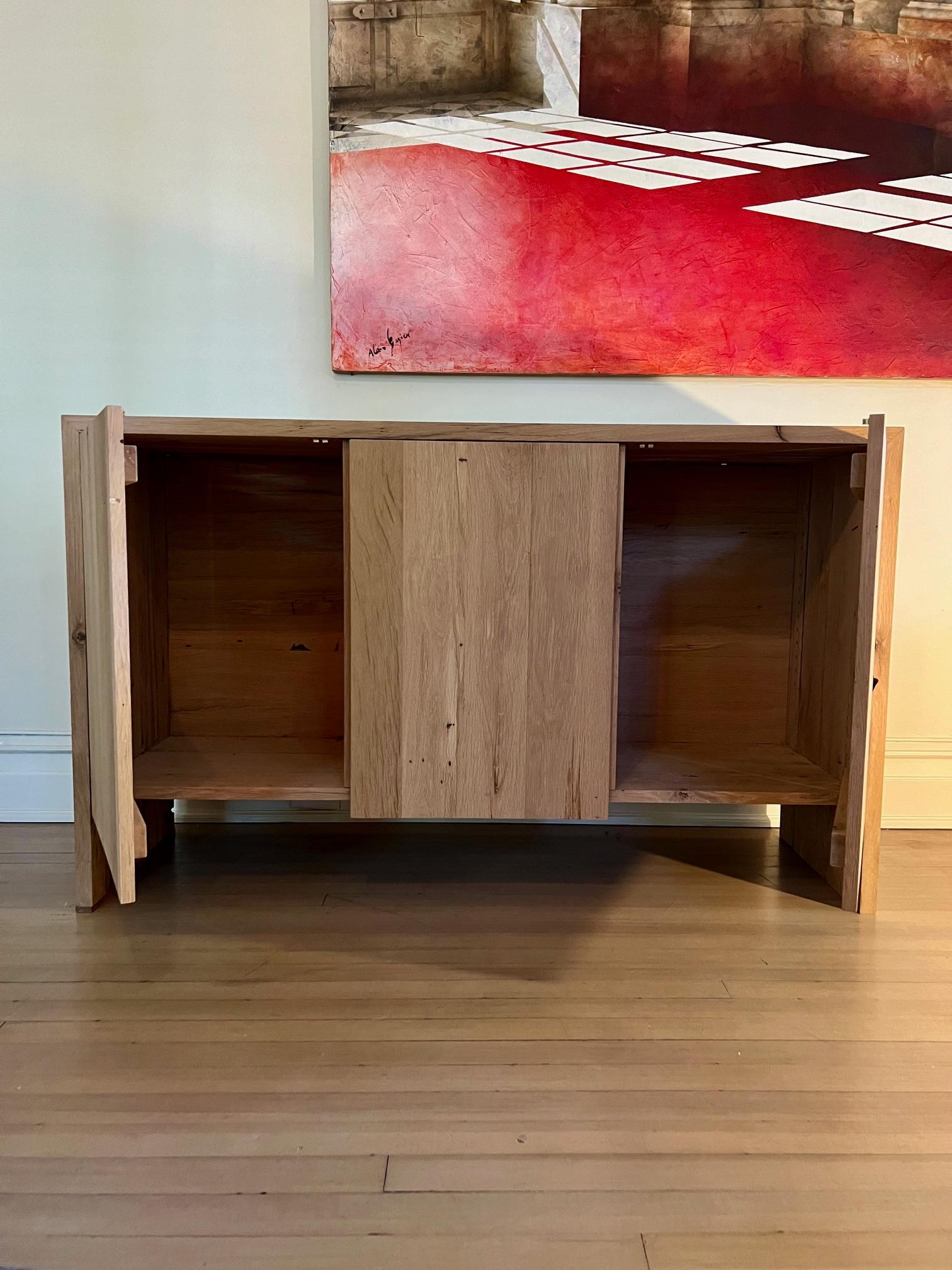 Modern White Oak Handmade Console Table by Fortunata Design In Excellent Condition For Sale In Montgomery, AL