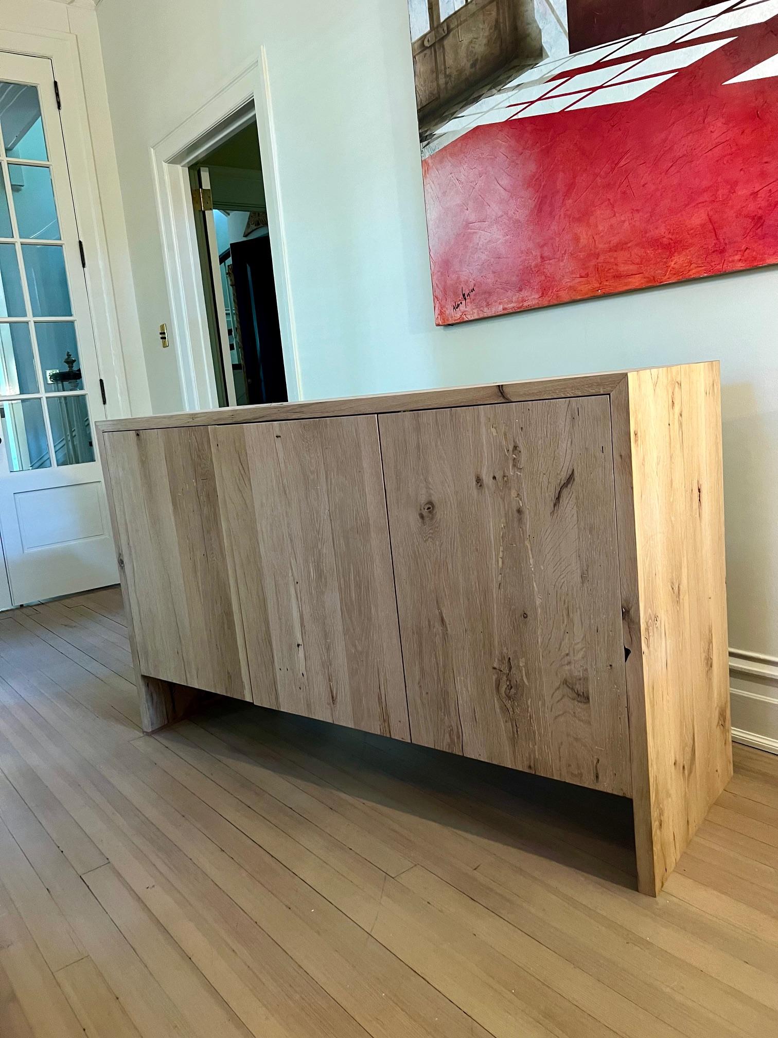 Wood Modern White Oak Handmade Console Table by Fortunata Design For Sale