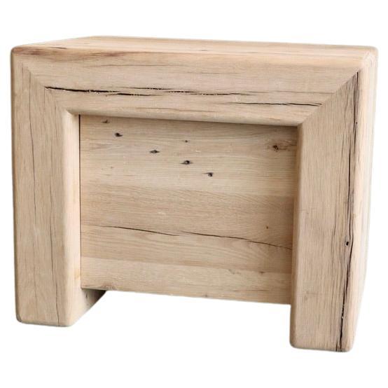 Modern White Oak Handmade Side Table W/Drawer by Fortunata Design For Sale