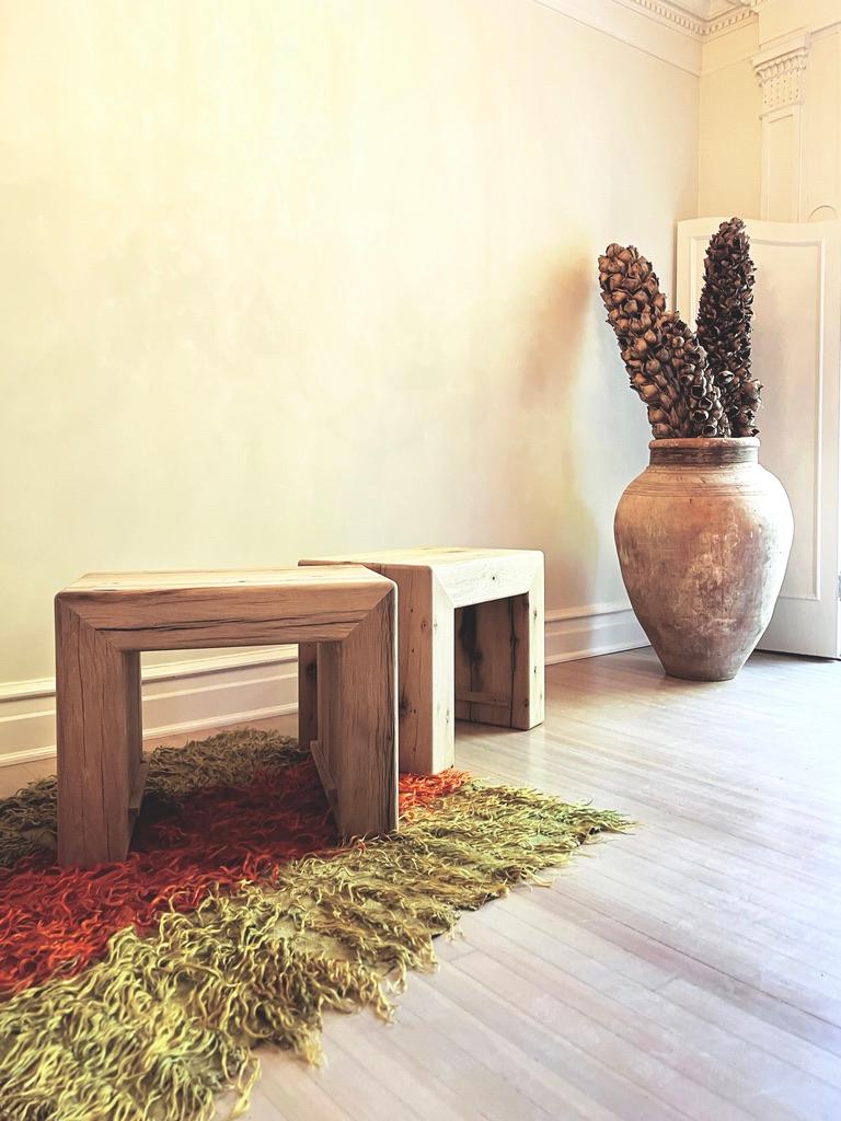 Wood Modern White Oak Handmade Side Table Without/Drawer by Fortunata Design For Sale