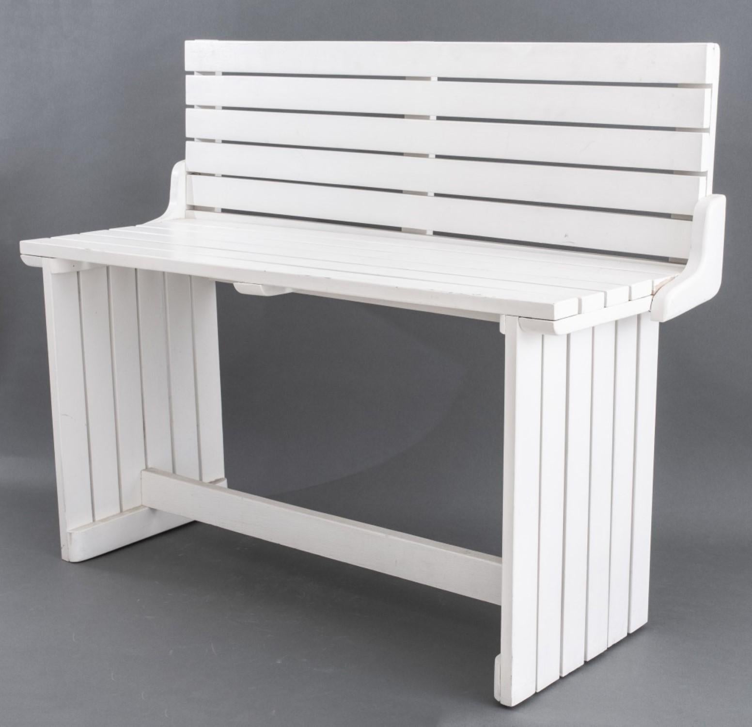 American Modern White Painted Wood Hallway Bench For Sale