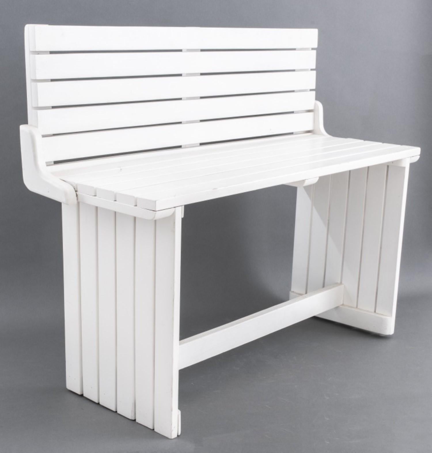 Contemporary Modern White Painted Wood Hallway Bench For Sale