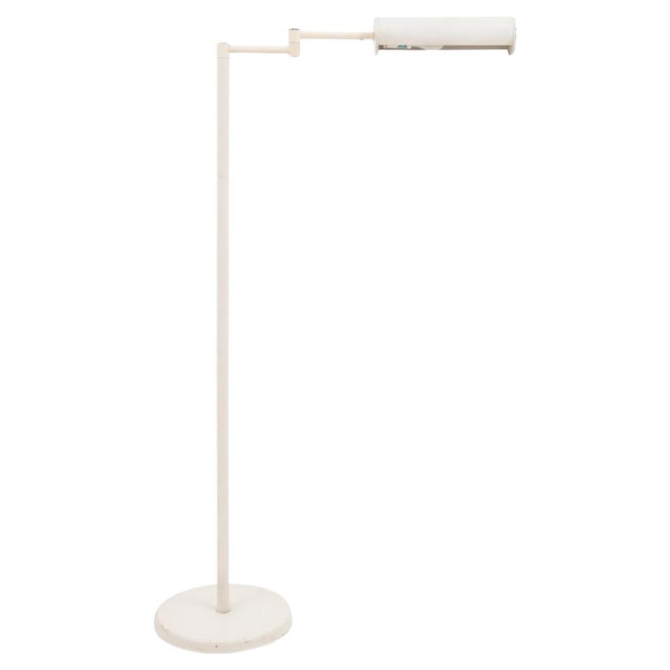 Modern White Patinated Metal Swing Arm Floor Lamp