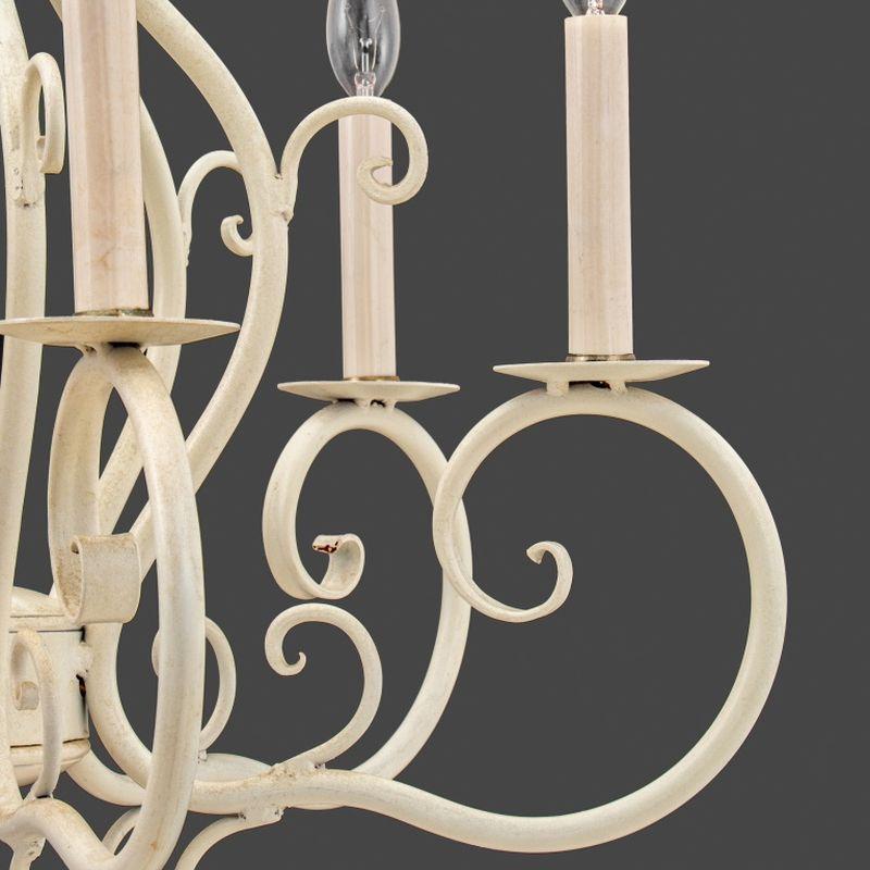 Patinato Lampadario moderno in ferro battuto patinato di colore bianco in vendita