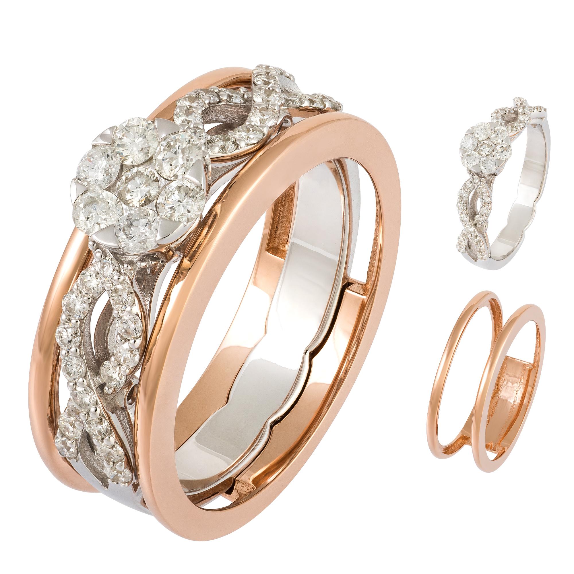 For Sale:  Modern White Pink 18K Gold White Diamond Ring for Her 3