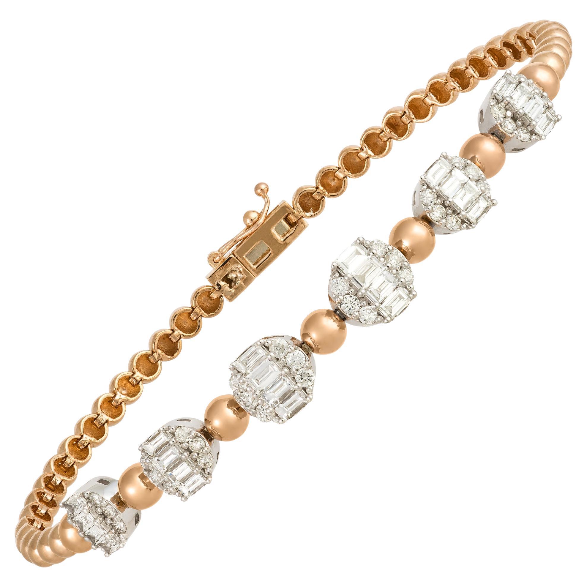 Modern White Pink Gold 18K Bracelet Diamond for Her