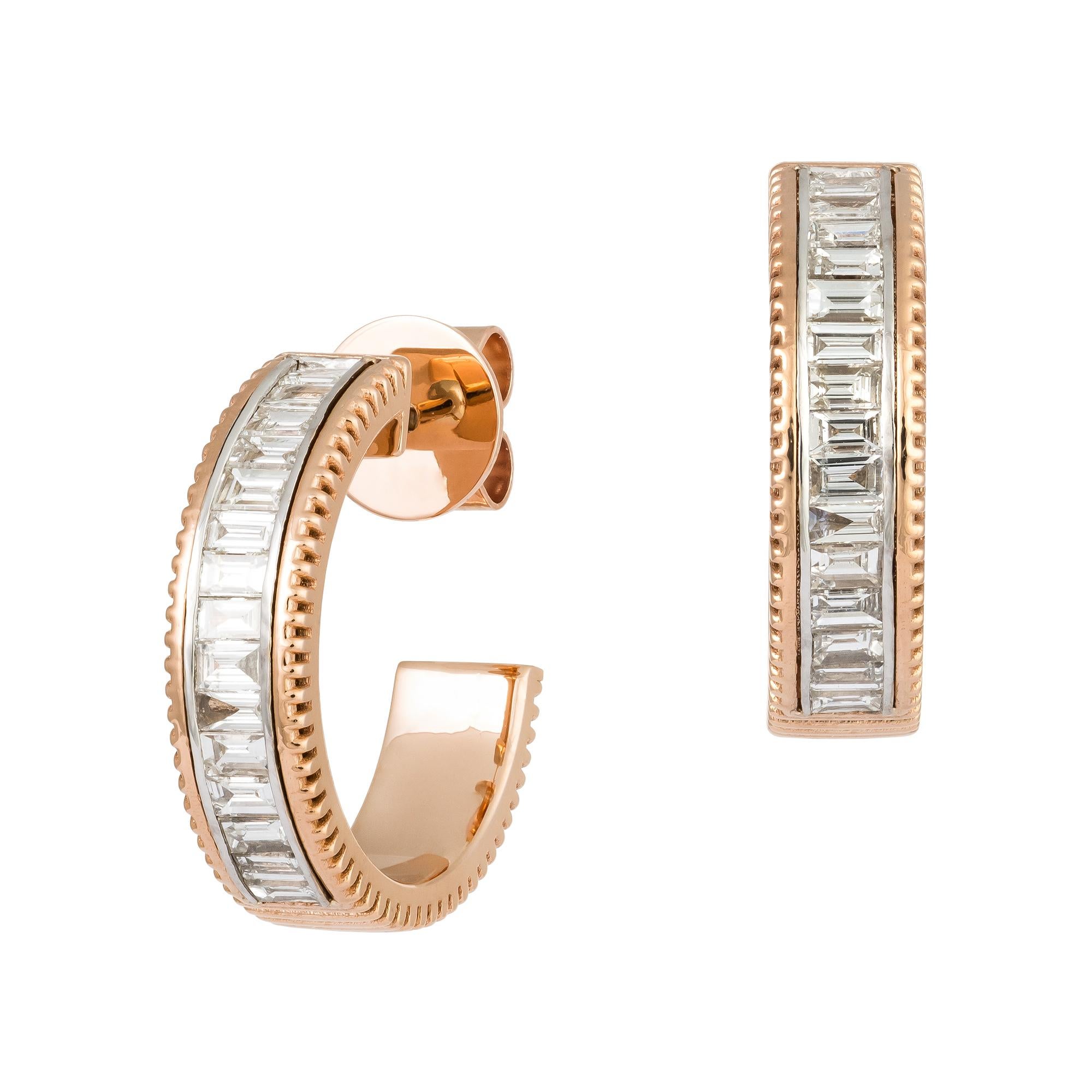 Orecchini moderni in oro rosa bianco 18 carati  Diamante per lei In condizioni Nuovo in vendita a Genève, GE