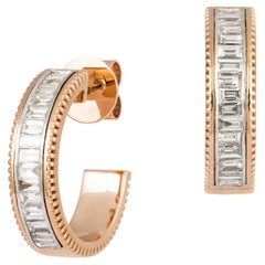 Modern White Pink Gold 18K Earrings  Diamond For Her
