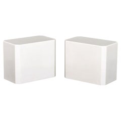 Modern White Quartzite Side Tables, Pair