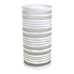 Modern White Ribbed Glass Vase