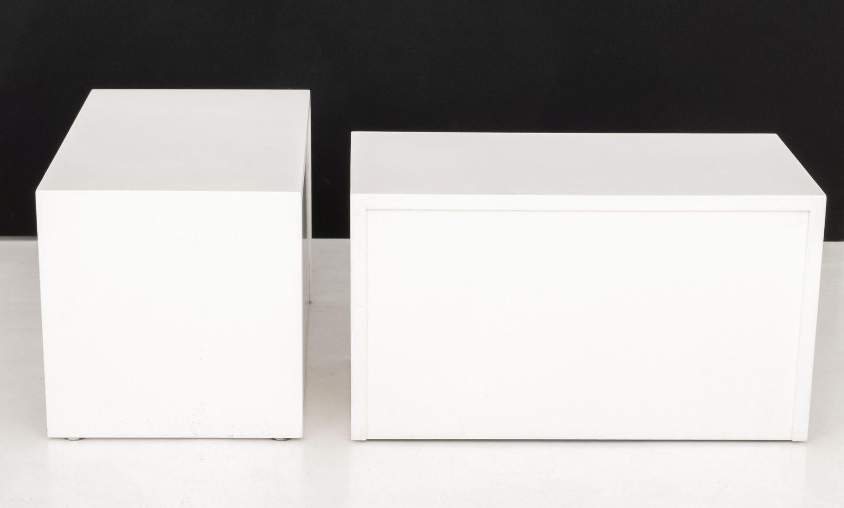 Paire de tables de nuit modernes à motif de roses blanches en vente 4