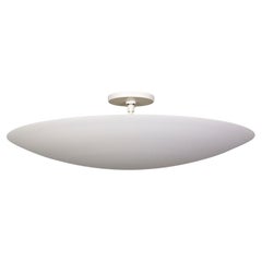 Modern White Shallow Bowl Semi-Flush Mount Up-Light