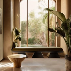 Modern White Velvet Upholstered Bench with Black Wenge Legs Gold Stainless Steel