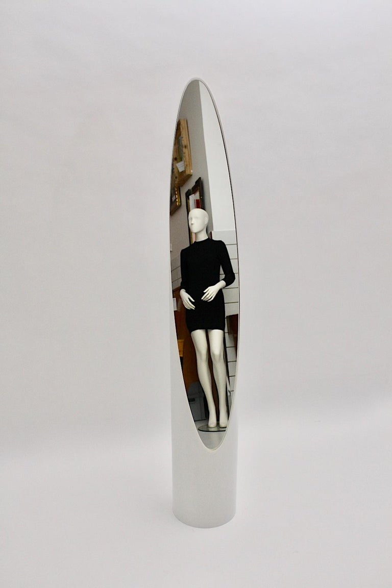 Modern White Vintage Floor Standing Mirror Lipstick by Roger Lecal