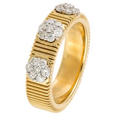 Moderner Ring aus weißem, gelbem 18 Karat Gold mit weißen Diamanten für sie