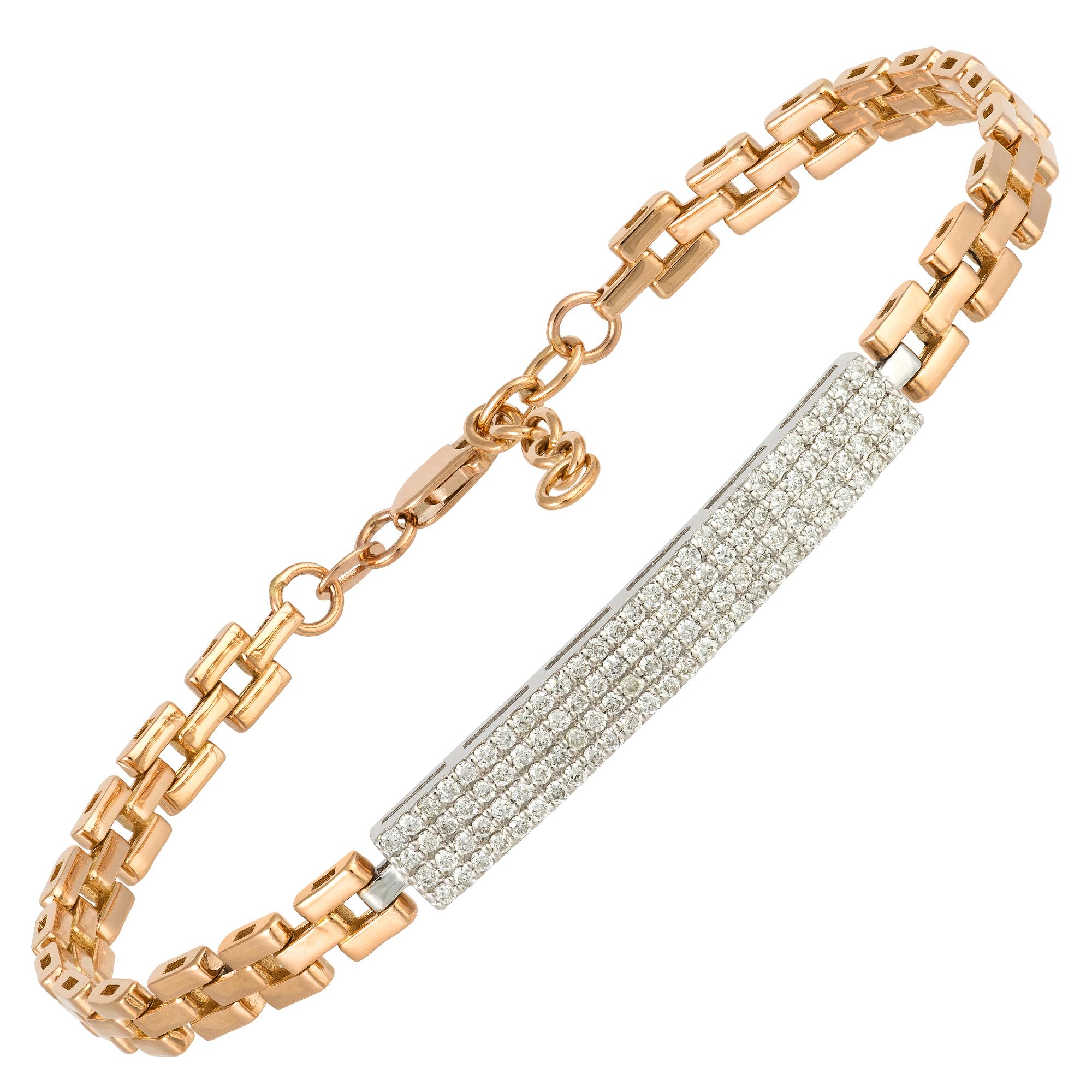 Women's Modern White Yellow Gold 18K Bracelet Diamond for Her For Sale