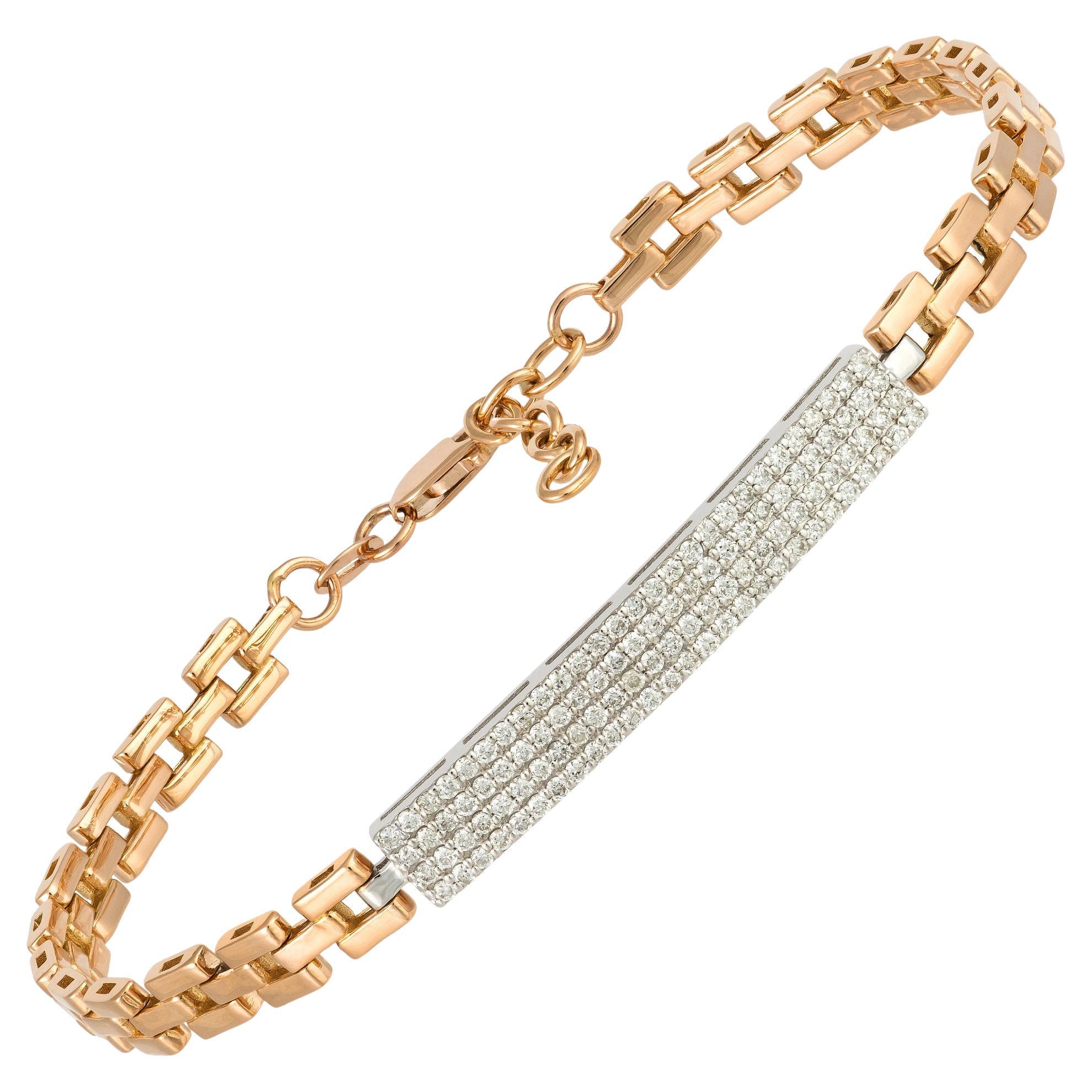 Modern White Yellow Gold 18K Bracelet Diamond for Her