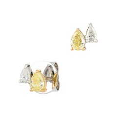 Modern White Yellow Gold 18K Earrings Diamond for Her