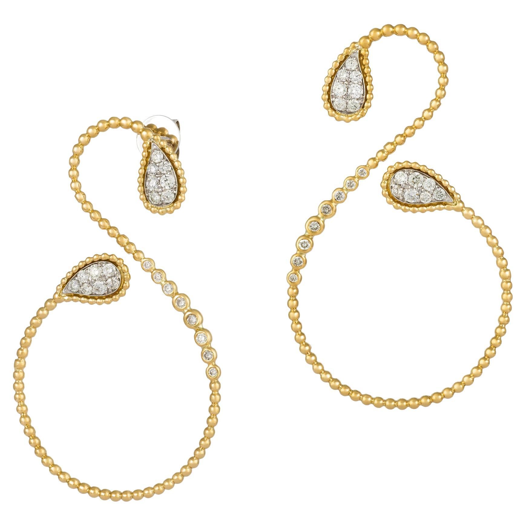 Modern White Yellow Gold 18K Earrings Diamond For Her