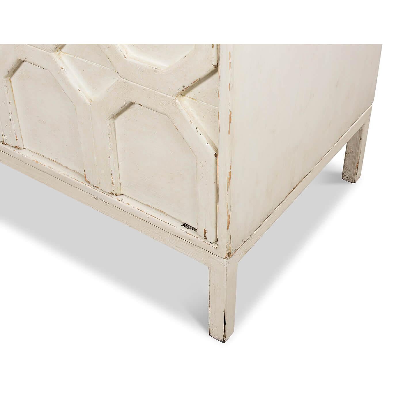 Modern Whitewash Geometric Sideboard In New Condition For Sale In Westwood, NJ