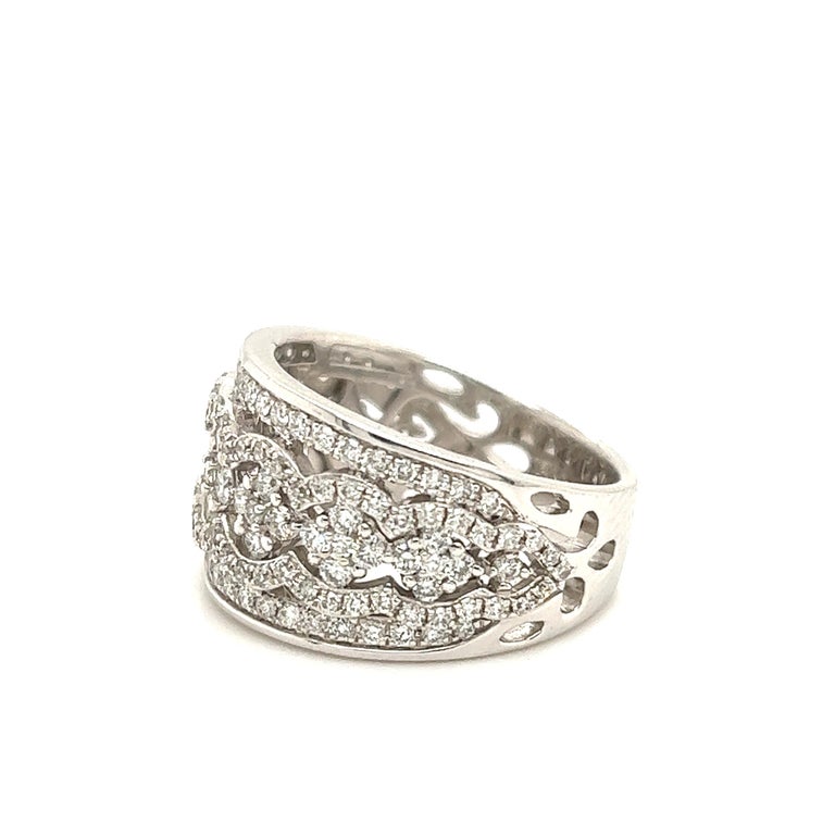 Modern Wide Band Decorative Diamond Band Ring at 1stDibs - Main Image