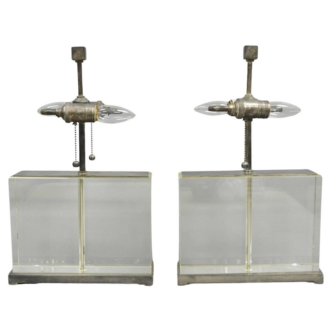 Lampade da tavolo moderne Williams Sonoma Crystal Block Phoenix Wide - una coppia in vendita