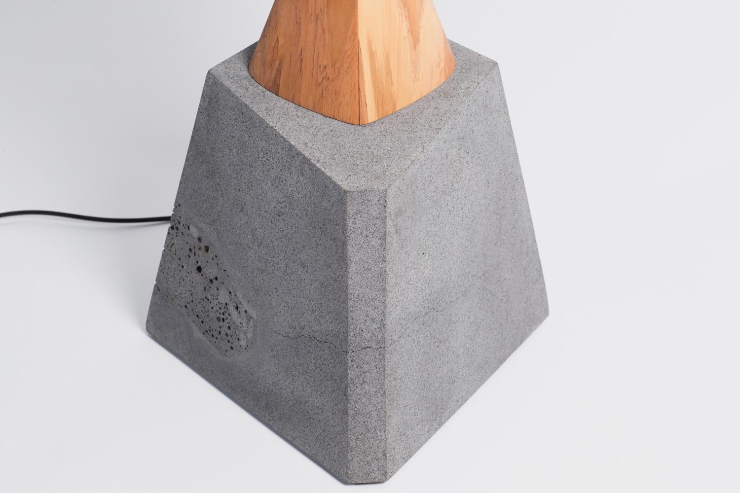 Modern ‘Windswept’ Floor Lamp Sculpture in Sustainable Ancient Wood and Stone 2