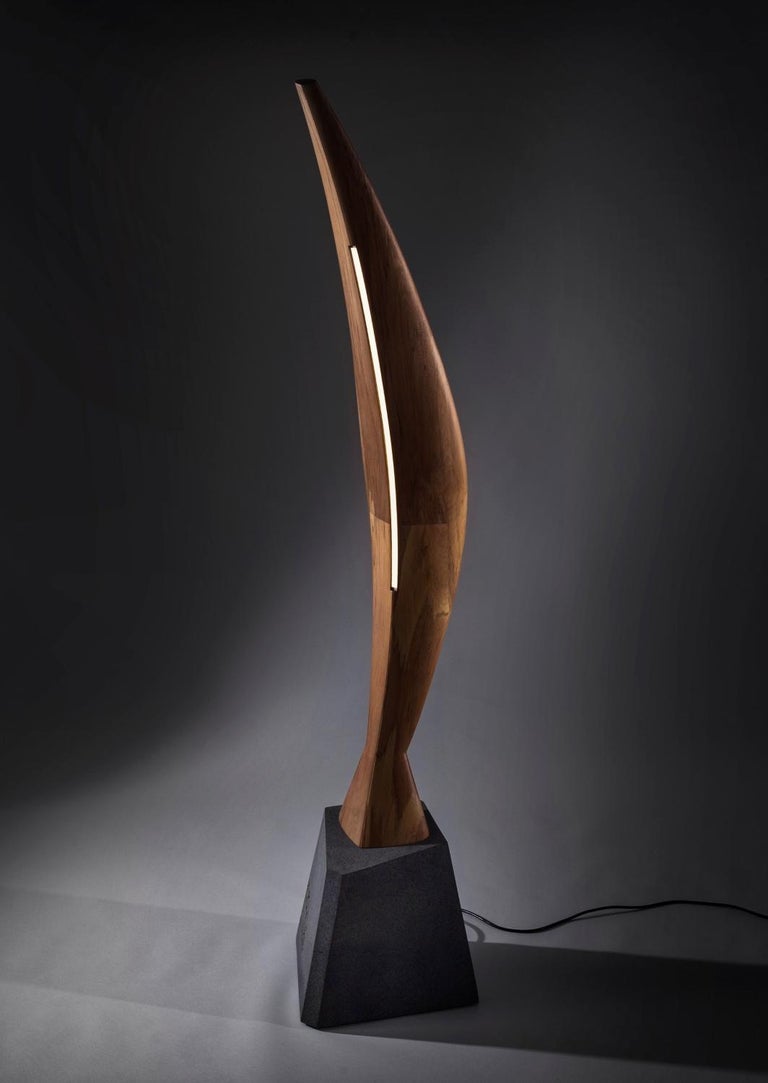 Windswept is a sculptured ambient floor lamp inspired by our observations of windswept tress along the hilltop walking tracks of Banks Peninsula, New Zealand, and a nod to the modernist master sculptor Constantin Brâncuși.

Gale force air streams
