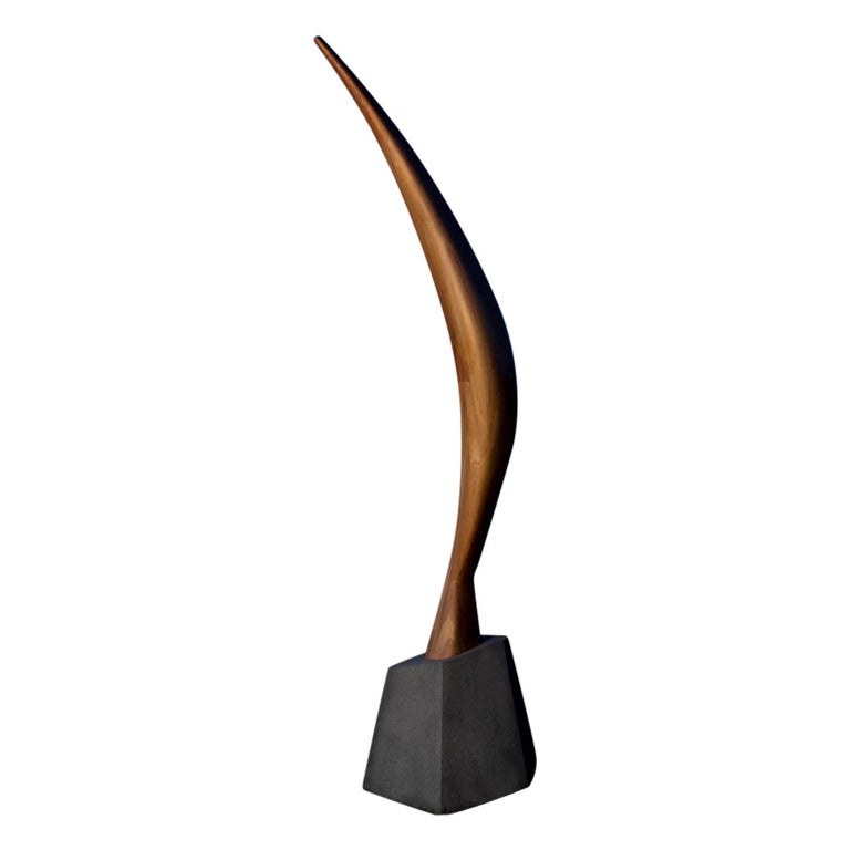 Modern ‘Windswept’ Floor Lamp Sculpture in Sustainable Ancient Wood and Stone