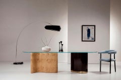 Modern Windy Glass and Oak Root Dining Table, Handmade in Portugal by Greenapple