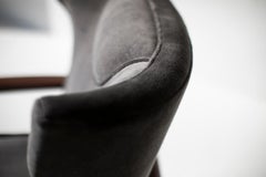 Modern Wing Chair in Grey Felt by Lawrence Peabody