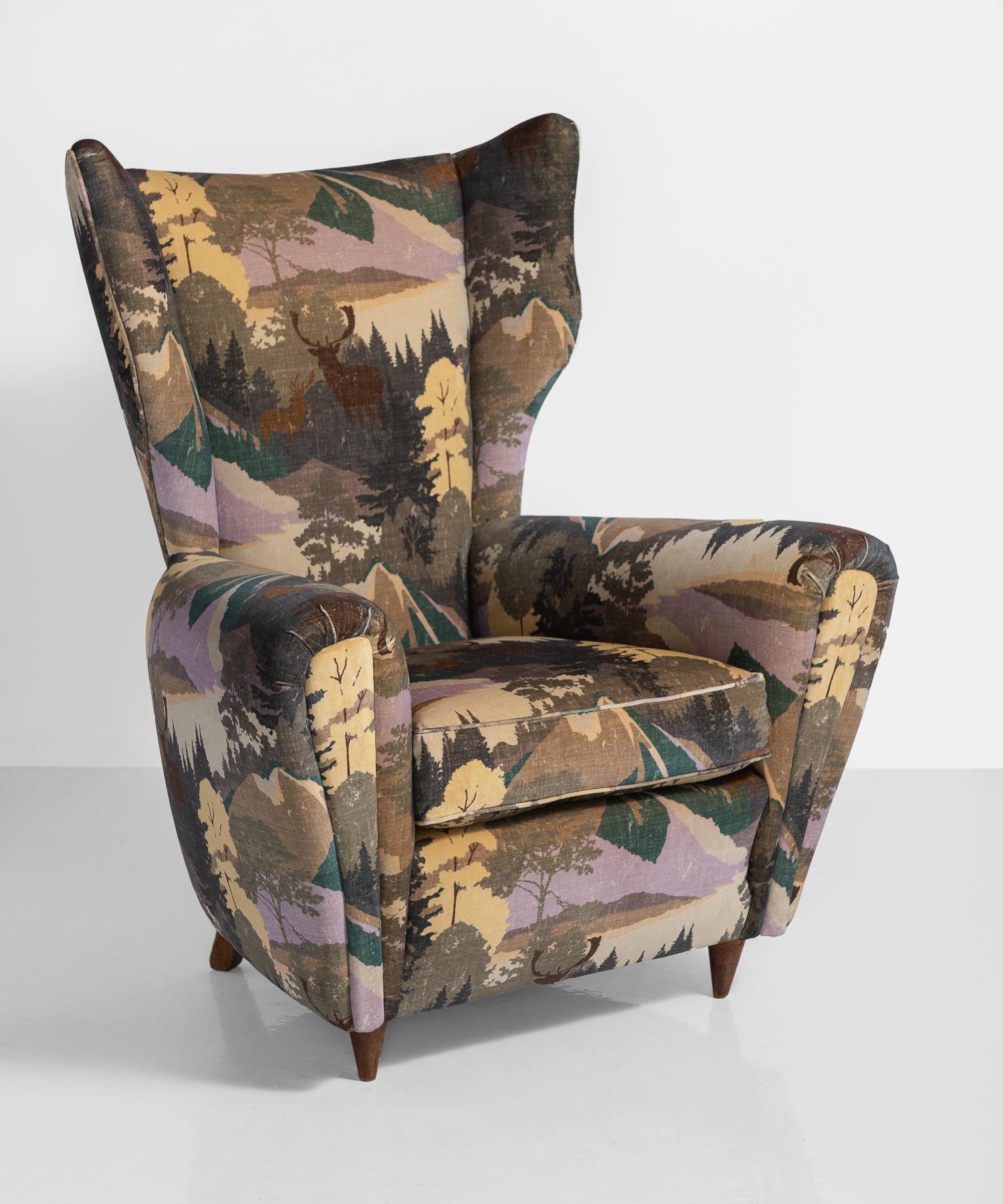 Modern Wing Chair, Italy, circa 1950 (Moderne)