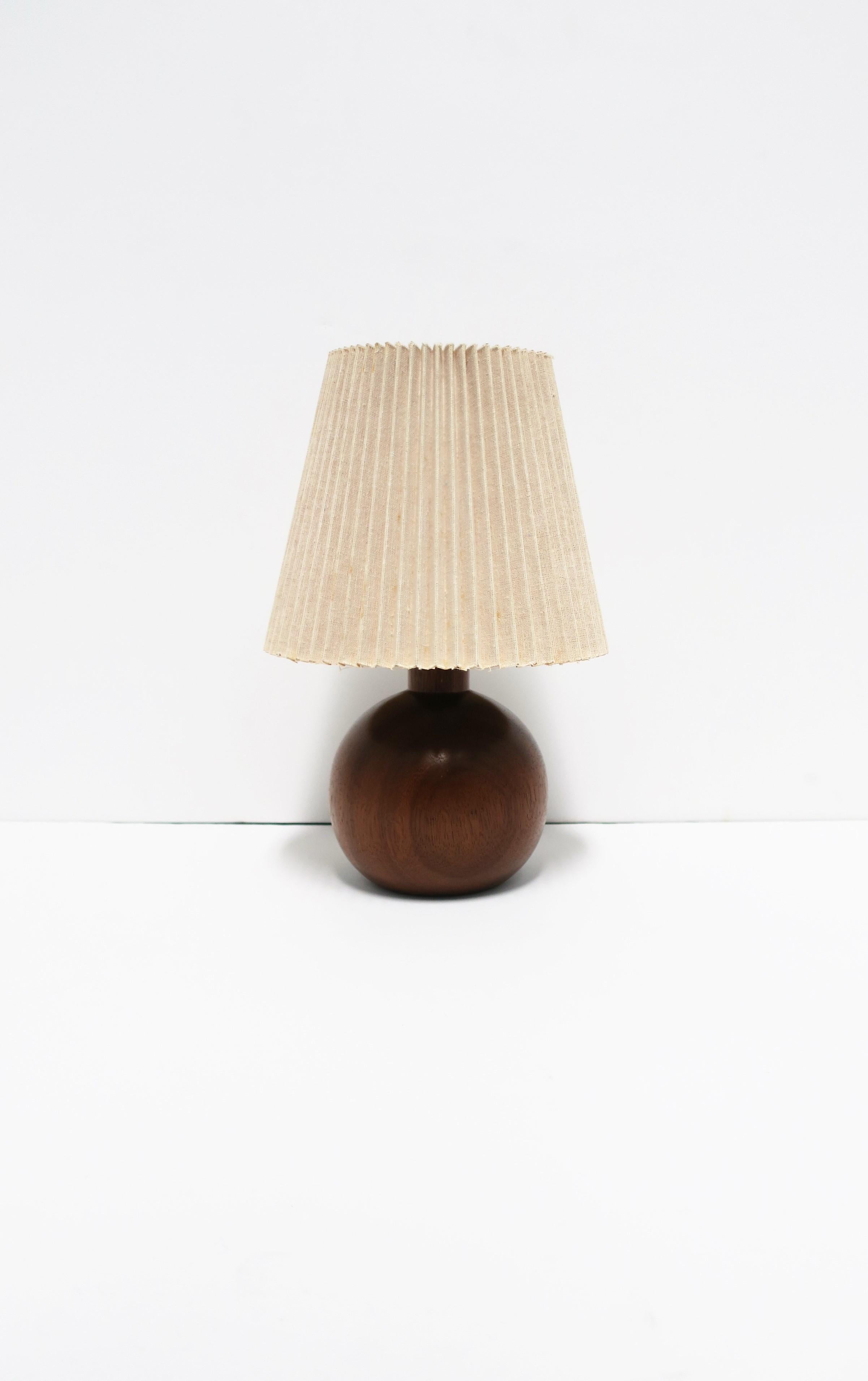 Late 20th Century Modern Wood and Brass Round Ball Sphere Desk or Table Lamps