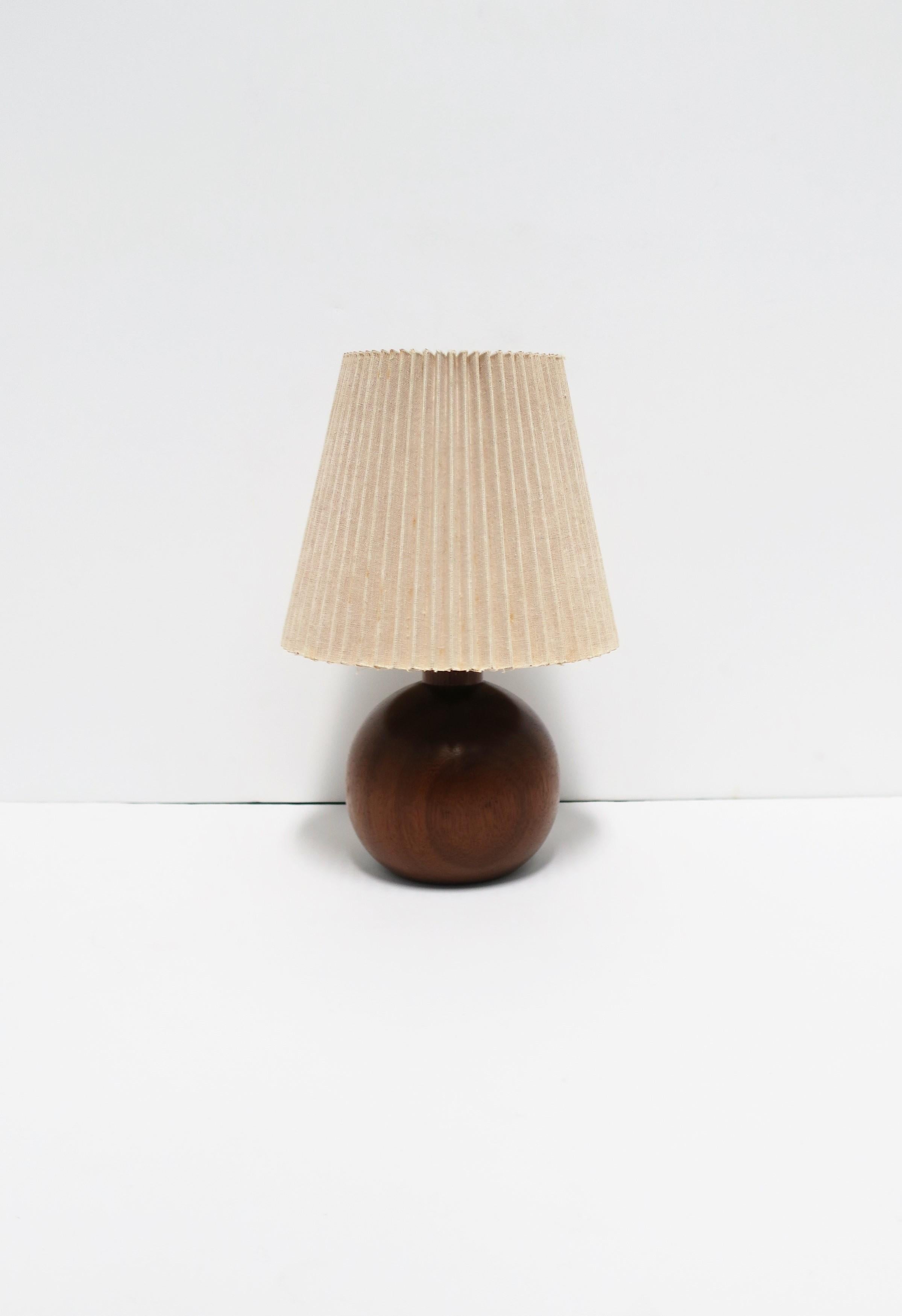 Modern Wood and Brass Round Ball Sphere Desk or Table Lamps 1