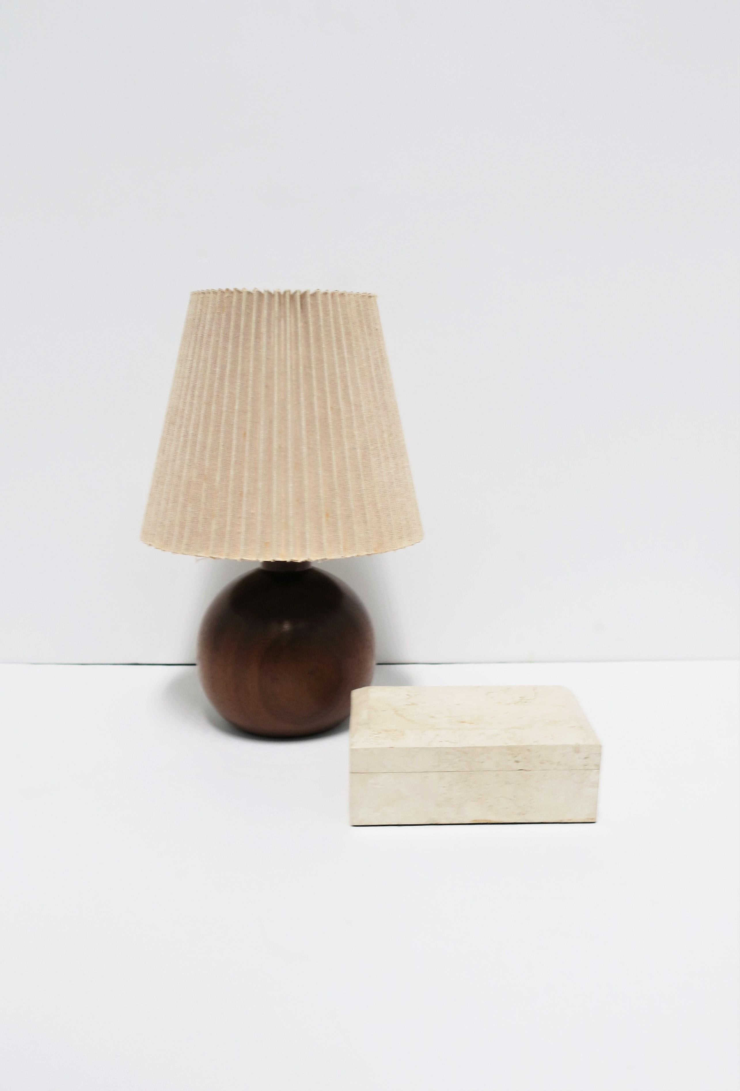 Modern Wood and Brass Round Ball Sphere Desk or Table Lamps 2
