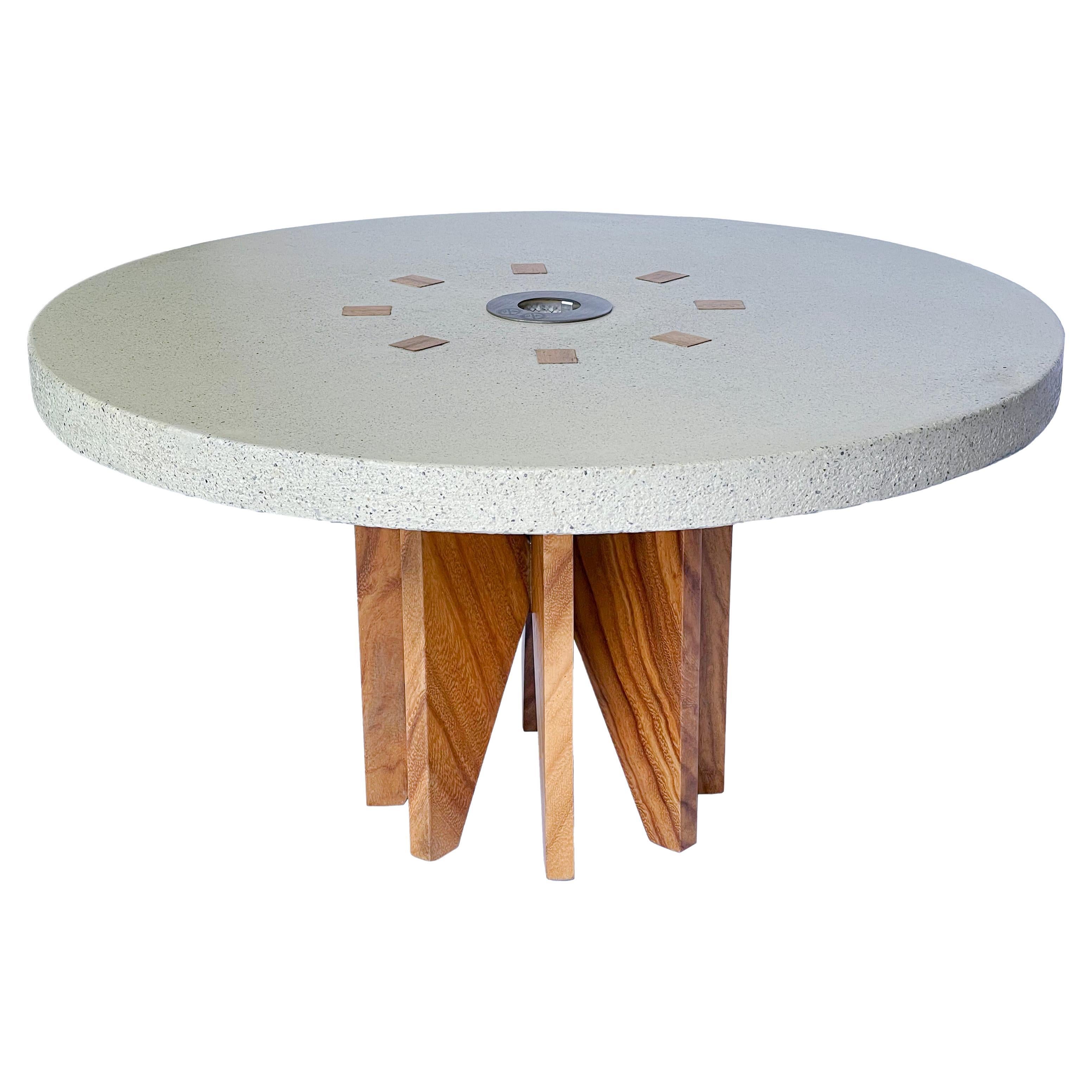 Modern Wood and Concrete Fire Table top by Pierre Sarkis For Sale