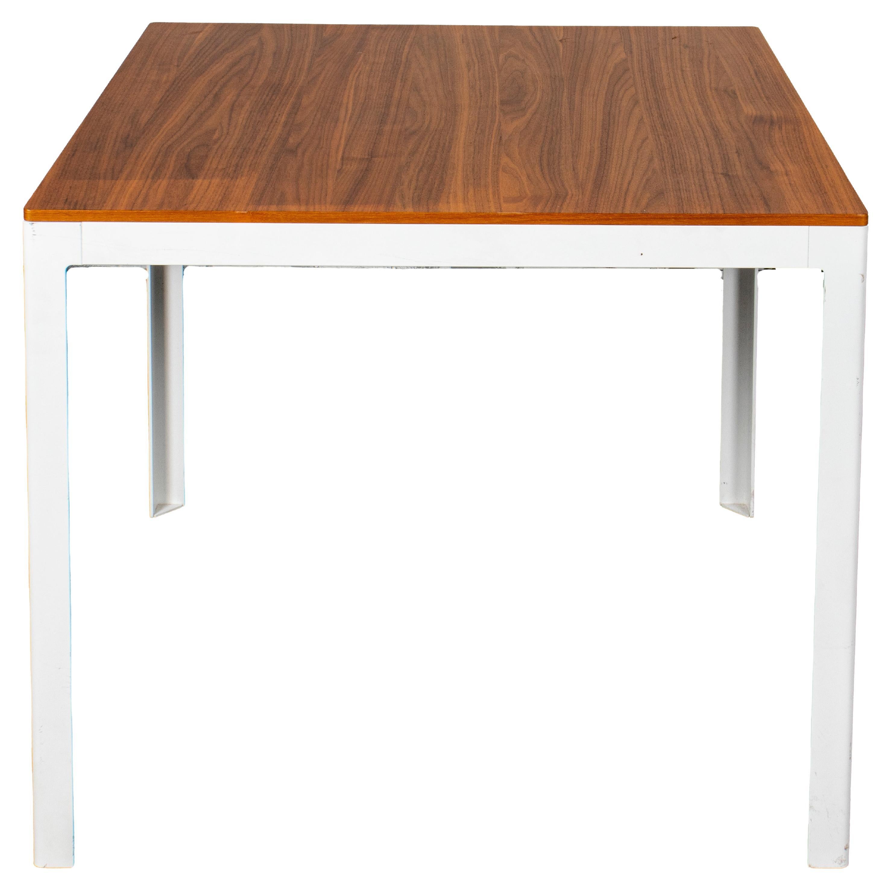 Modern Wood And Enameled Steel Table