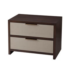 Modern Wood and Leather Two-Drawer Nightstand