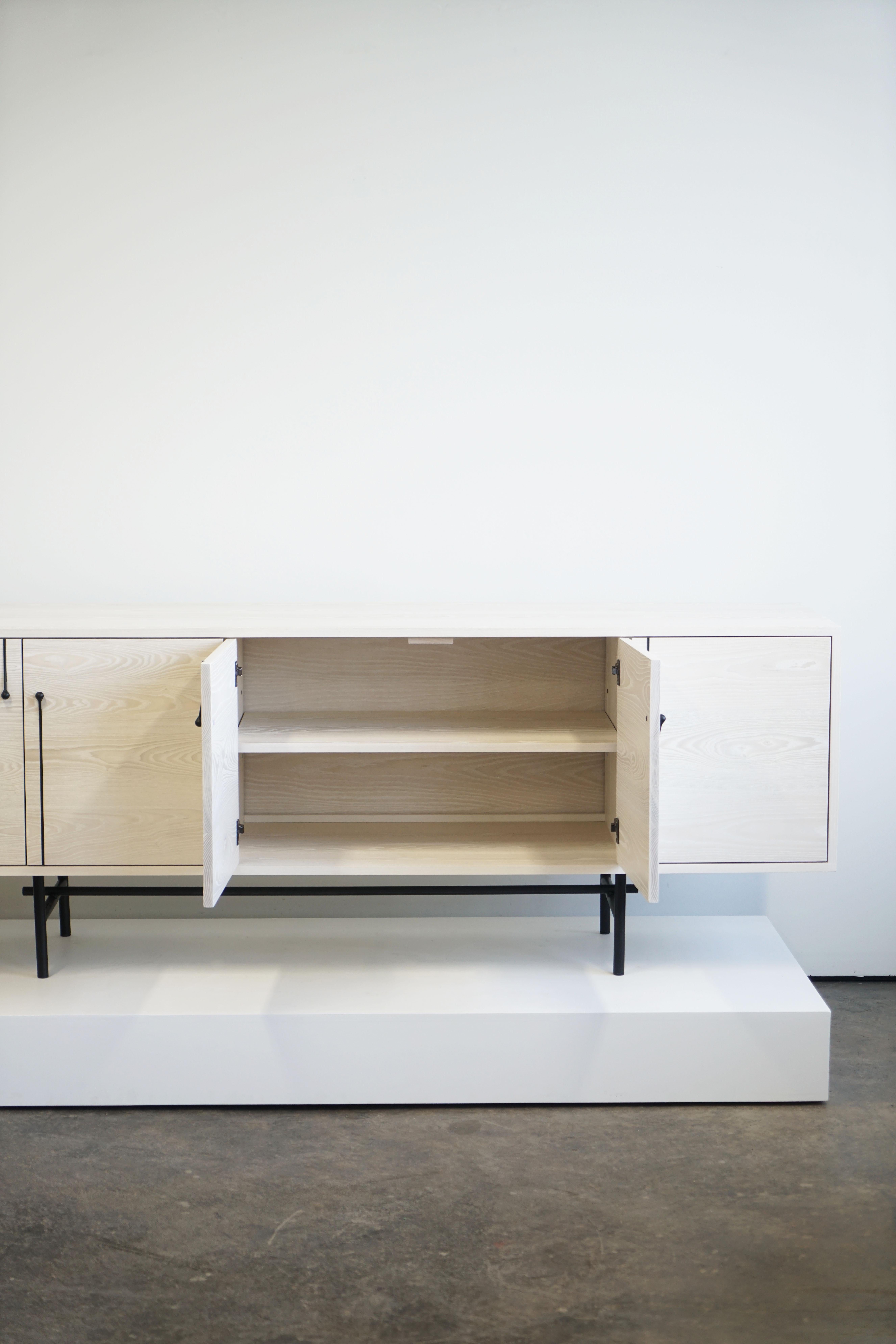 Steel Modern Wood 'Credenza Three' Cabinet by Last Workshop in Bleached Ash For Sale
