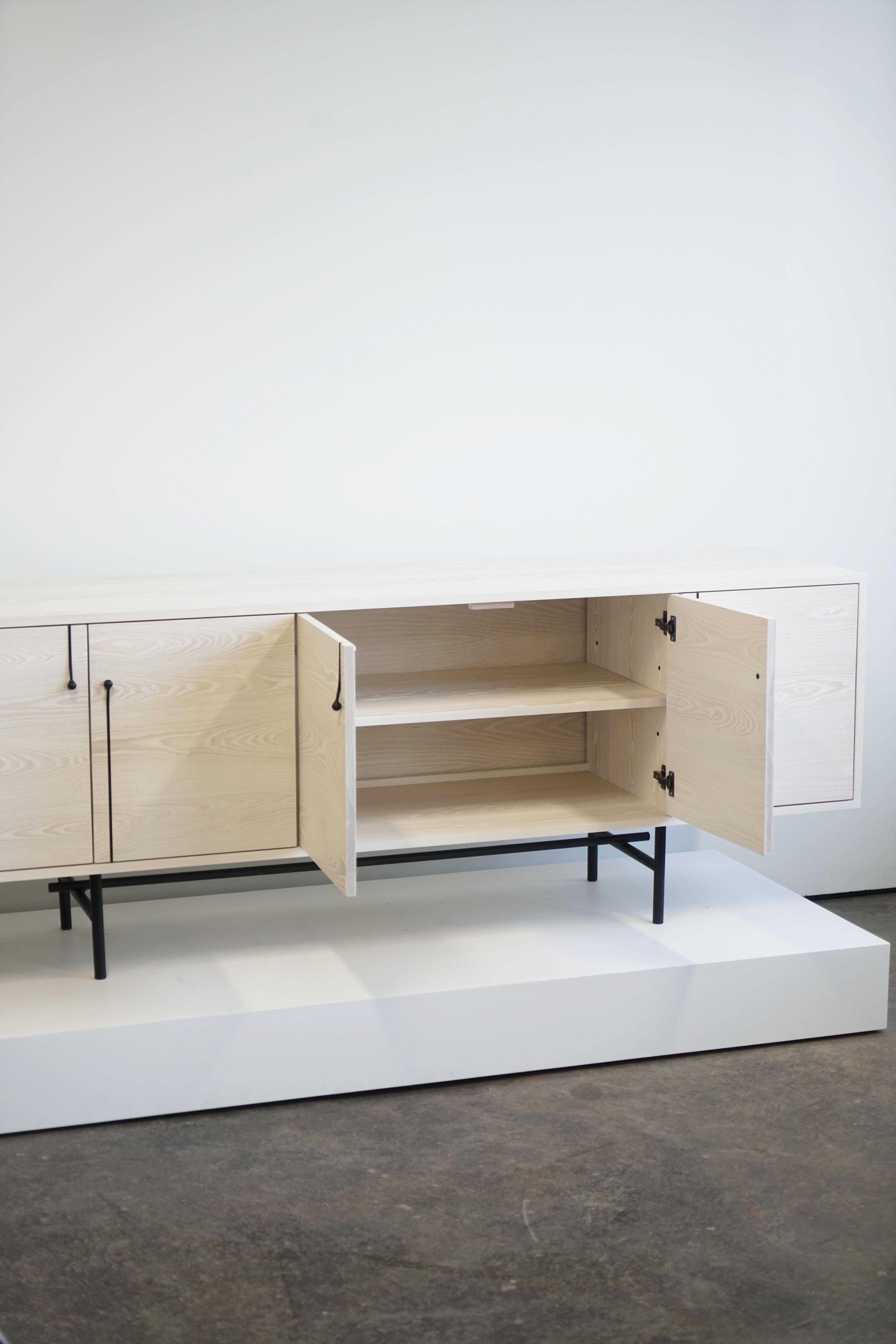 Steel Modern Wood 'Credenza Three' Cabinet by Last Workshop in Bleached Ash For Sale