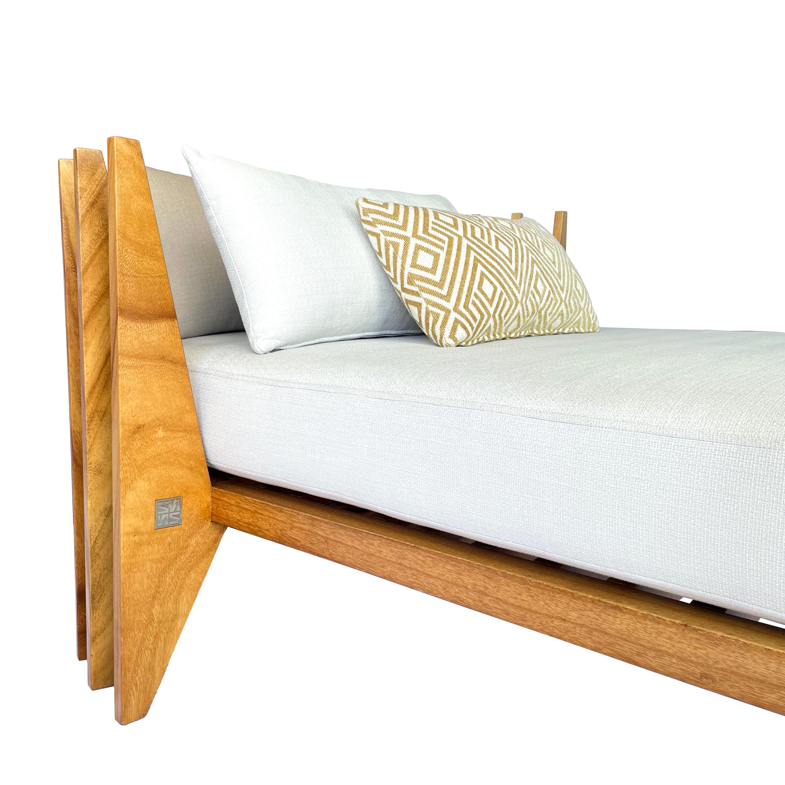 Hand-Crafted Modern Wood Day Bed by Pierre Sarkis For Sale