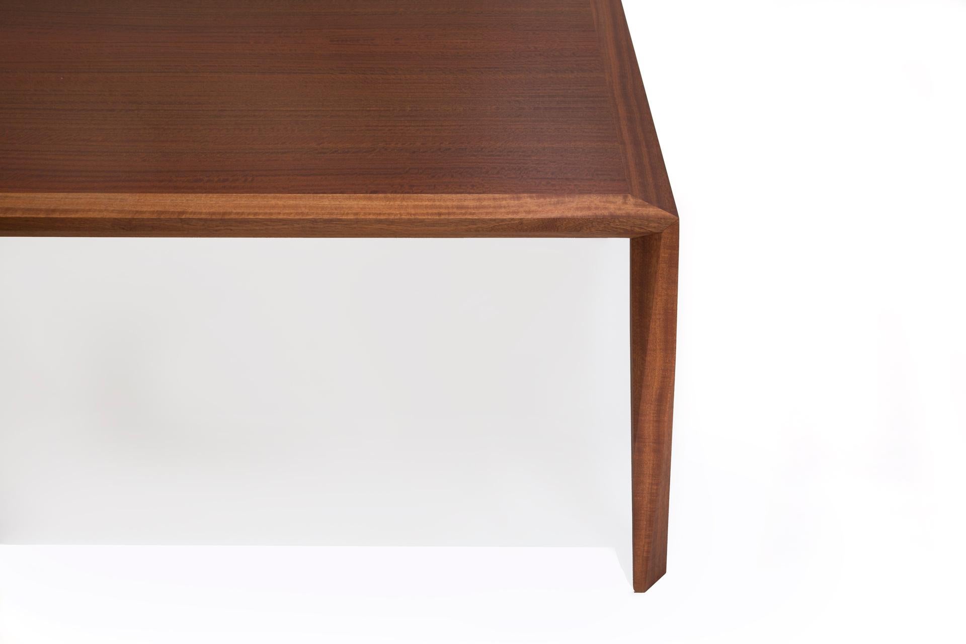 American Modern Wood Dining Table, in Sapele, by Studio DiPaolo For Sale