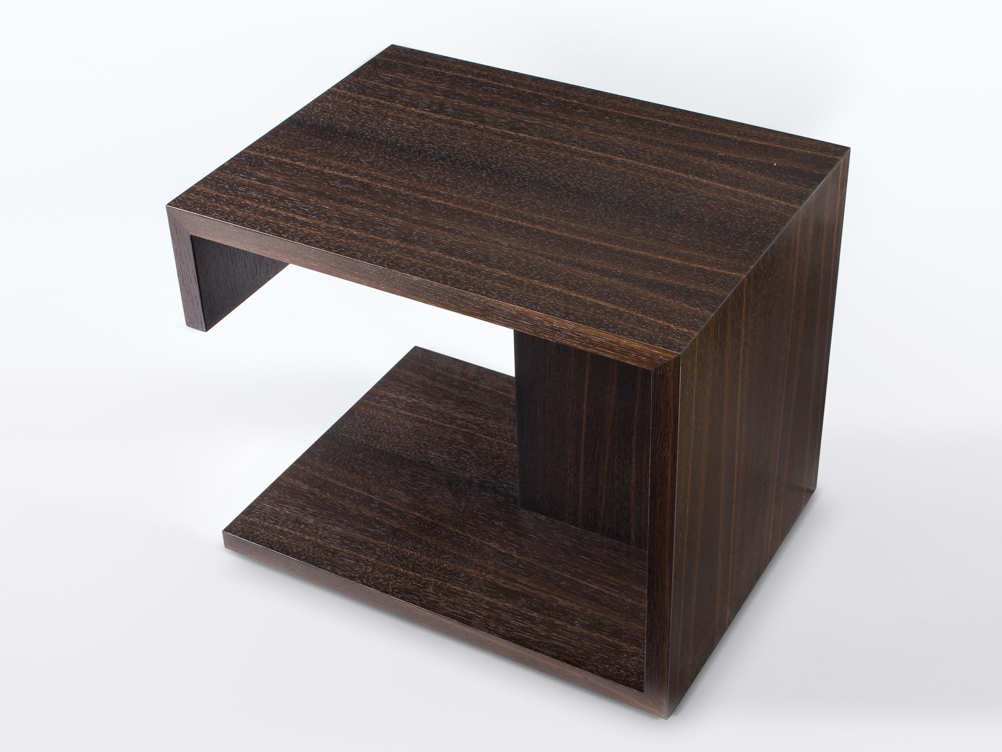 American Modern Wood End Table in Fumed Ebony Oak, by Studio DiPaolo For Sale