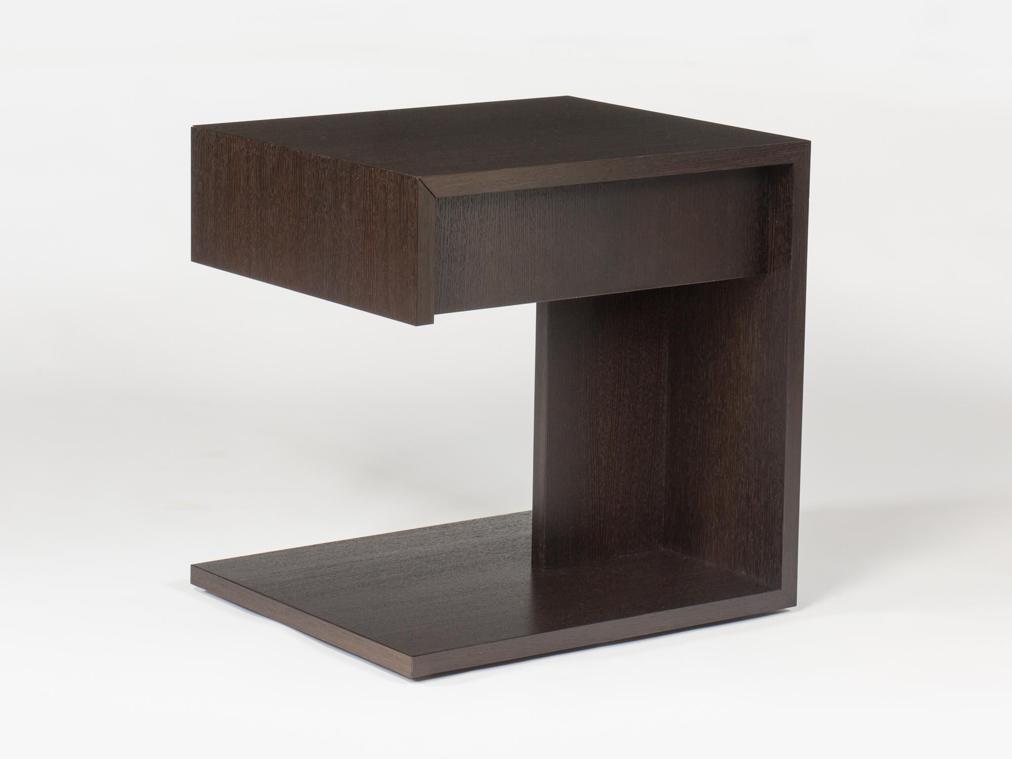 Hand-Crafted Modern Wood End Table in Fumed Ebony Oak, by Studio DiPaolo For Sale
