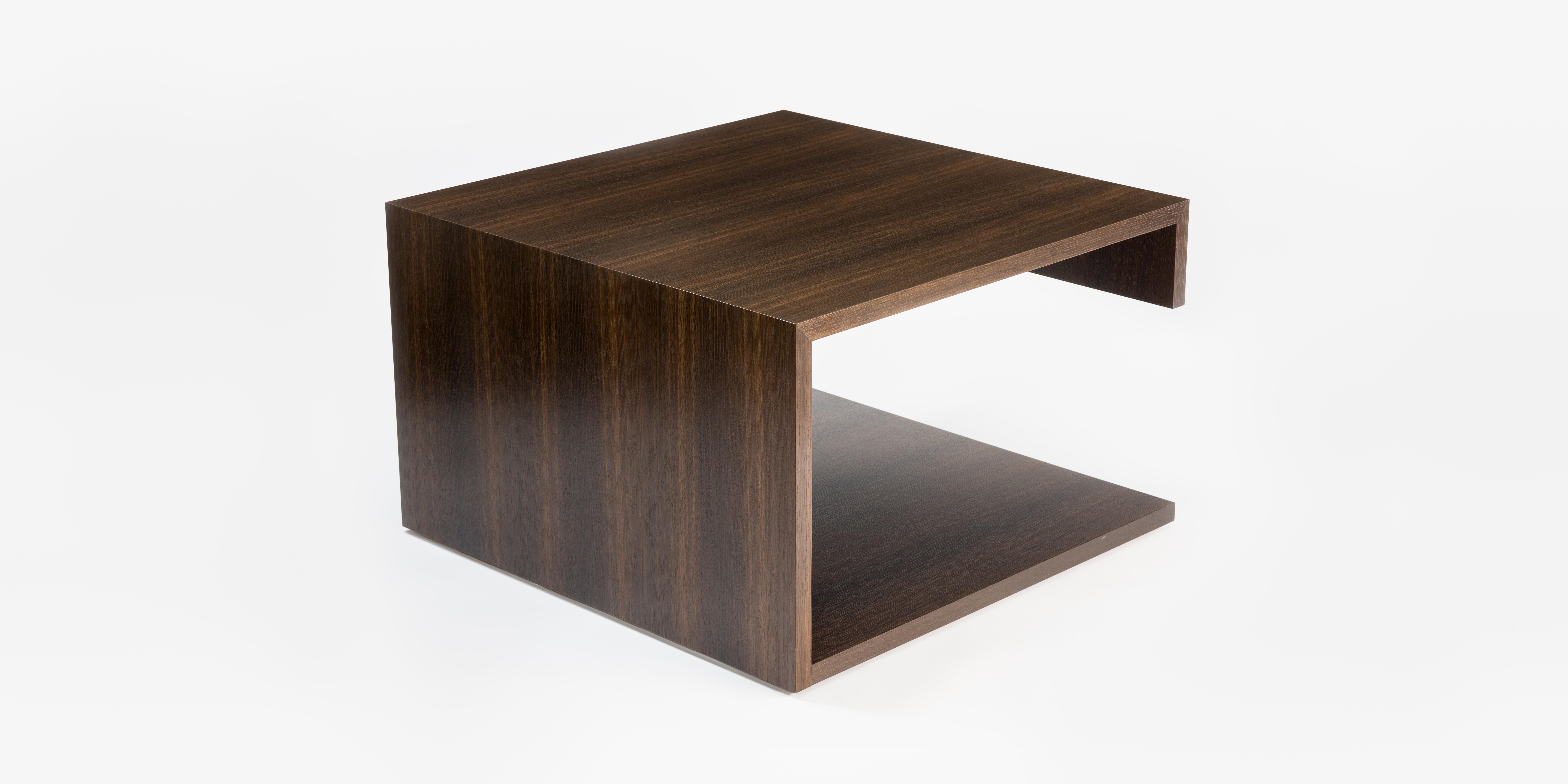 Hand-Crafted Modern Wood End Table in Fumed Ebony Oak, by Studio DiPaolo For Sale